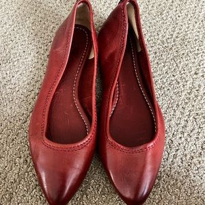 FRYE pointed flat leather RED shoes